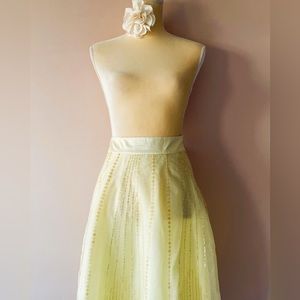 Vintage Monsoon yellow sequined midi skirt UK10 US6